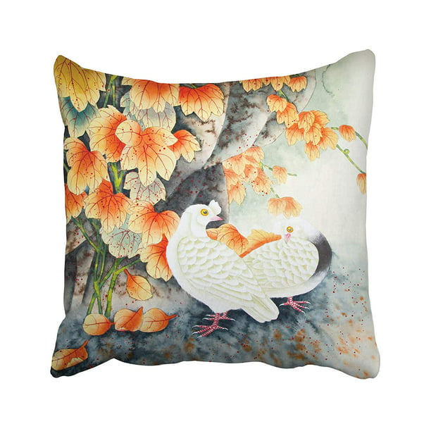 Multicolor Decorative Pillows Blush Birds & Berries Throw Pillow 18x18 